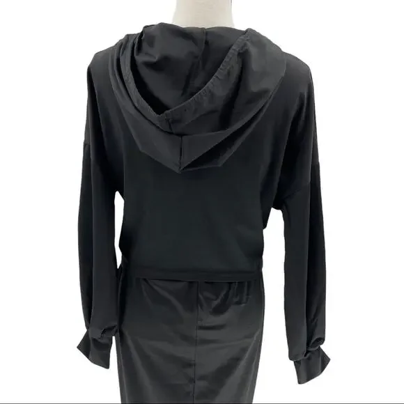 Black Women's Drawstring Hoodie Skirt Set Size Medium M - Picture 7 of 15
